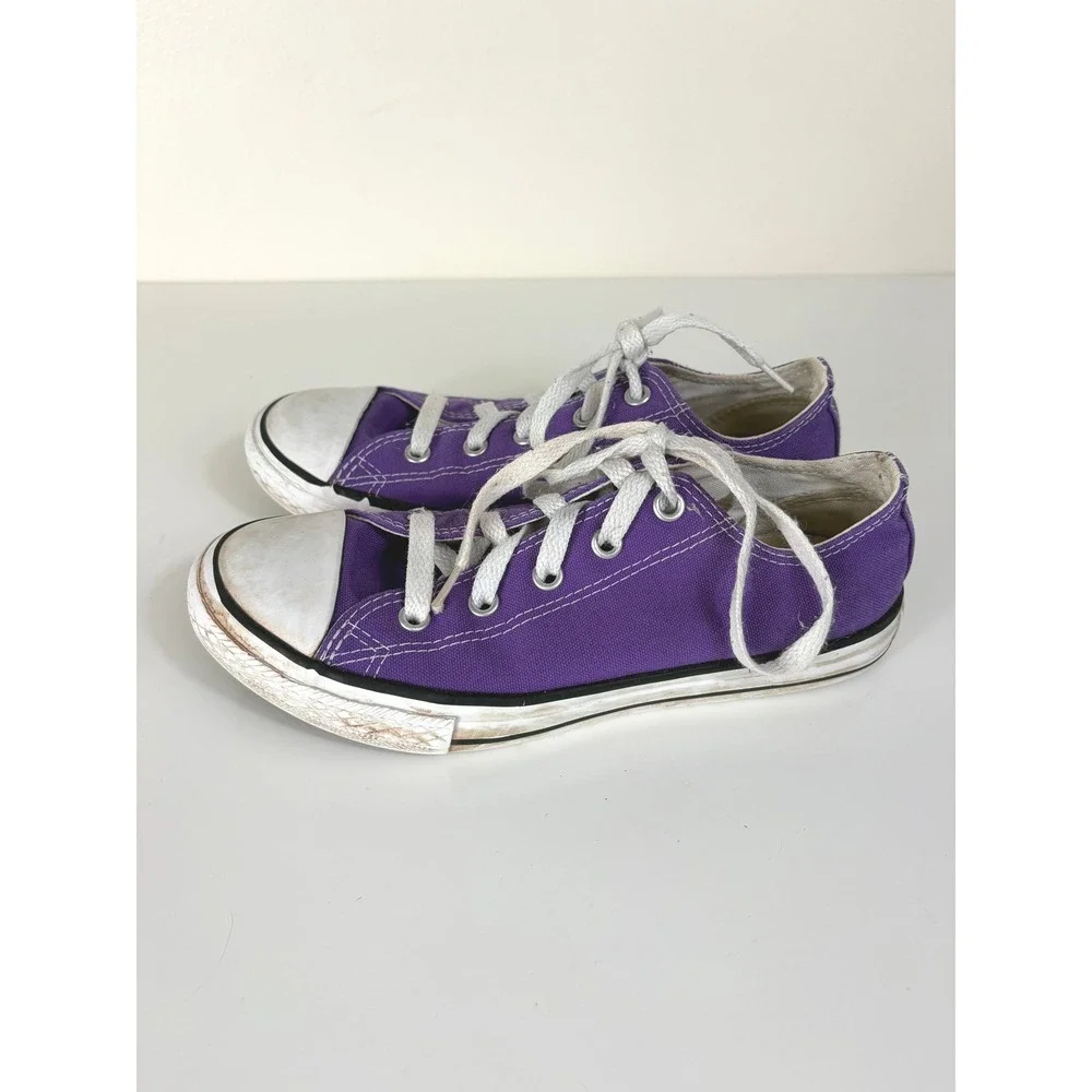 Converse All Star Lo Top Purple Casual Retro‎ Sneakers Youth Size 2